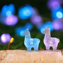 Holitown 3D Alpacas Lama Indoor String Lights Decorations,10FT 30 LEDs Blue Pink Animal Fairy Lighting Decor, USB Plug-in and Battery Powered with Remote for Bedroom Wedding Party