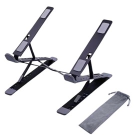 ideamall Laptop Stand, PC Stand, Cooling Tabletop, Foldable, Anti-Slip, Portable, Height Adjustable, Aluminum Alloy, Storage Bag Included (Black)