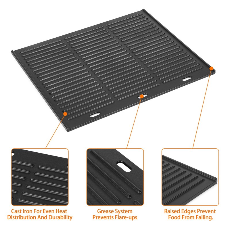 Onlyfire Universal Cast Iron Griddle, Reversible Cooking Griddle for Gas/Charcoal