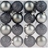 BWG Set Of 16 Graphite Grey Christmas Tree Baubles Decorations