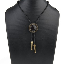 Bolo Ties for Women Cowboy Necktie Black Agate Bolo Tie Western Men Cowboy Boho Tie American Indian Gold Bolo Ties Stone Western Bolo Ti