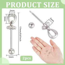 BENECREAT 2 Pcs 925 Sterling Silver Peg Bail, Platinum Plated Screw Eye Pins for Jewelry Making, 10mm Flower Cup Connector for Drilled Beads, Charms, Jewelry Findings, Pendant Setting