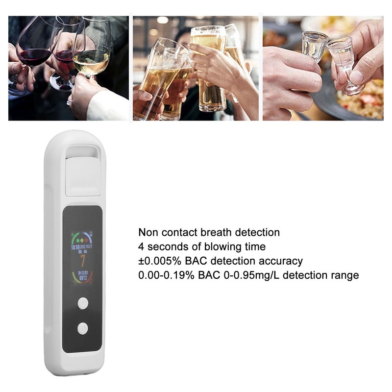 Alcohol Tester H9PRO Portable Contactless Detection White USB 200mAh Rechargeable