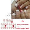 RIICFDD Christmas Press-on Nails: Square, Short, Snowflake Glue-on Acrylic Nails