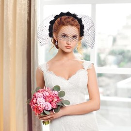 Vaguelly Simple Flower Hair Hoop with Veil for Women Elegant Party Headdress for Special Occasions Unique Floral Design present for Friends Durable and Stylish Hair Accessories