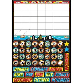 ASHLEY PRODUCTIONS Superheroes Calendar Magnetic Mini Bulletin Board Set, 12" x 17"