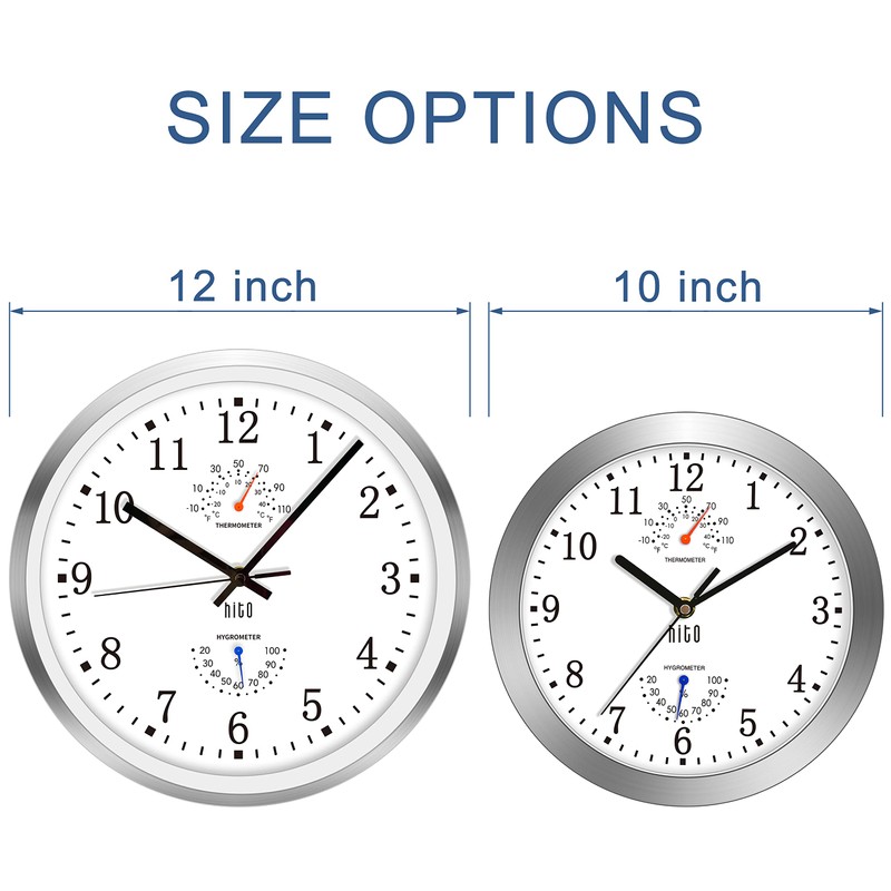 HITO 12 Inch Silent Wall Clock Battery Operated Non Ticking