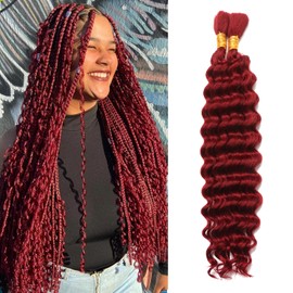 Human Braiding Hair for Boho Braids Boho Braids Human Hair Extensions 100g Wet And Wavy Curly Deep Wave Bulk Human Hair for Knotless Braids (BUG#, 16 Inch(50g/Bundle x2))