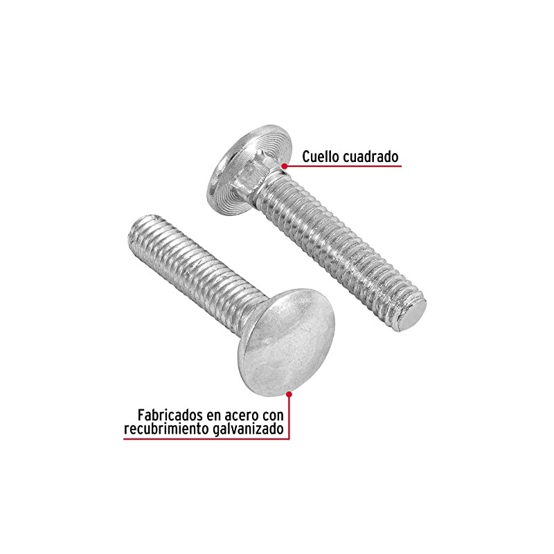 Fiero TORC-5/16X1-1/2, Tornillo tipo coche, 5/16 x 1-1/2", bolsa con