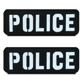 Pack of 2 Reflective Police Police Infrared IR Reflective Removable Military Police Patches for Backpacks Clothing Bags Uniform Vest Jersey Travel Cosplay CS 15.2 x 5 cm