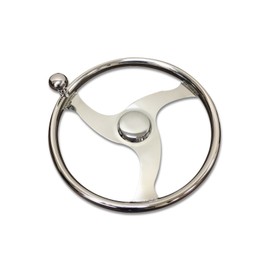 MARINE BOAT 3 SPOKE STAINLESS STEEL SPORTS STEERING WHEEL TURNING KNOB 13 1/2"