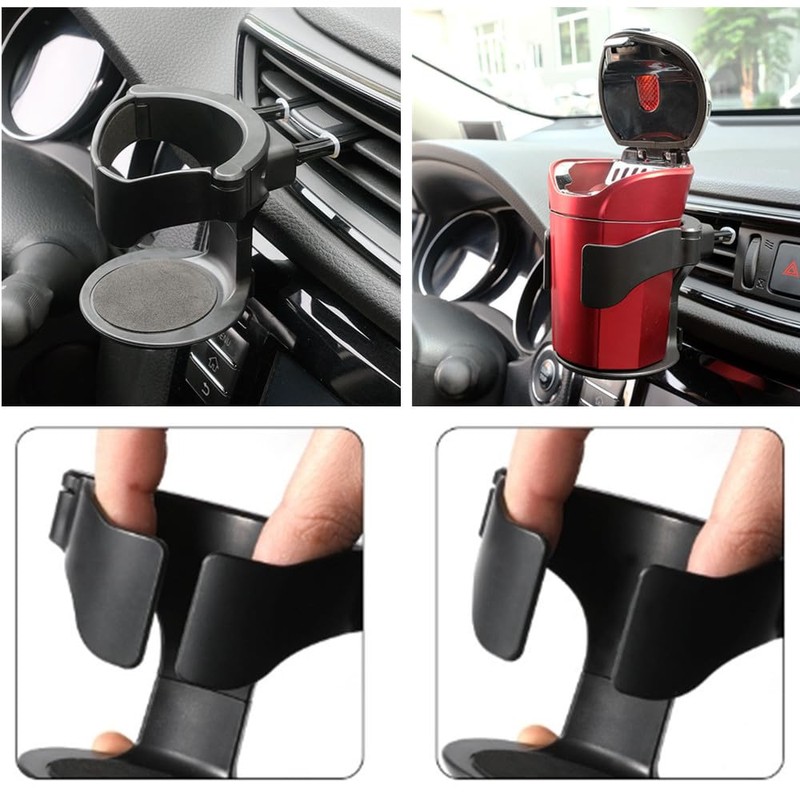 CuiCanfla PVC Cup Holder Expander, Black, Adjustable Base, Fits Horizontal