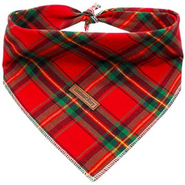 Lionheart glory Dog Bandana 1 Pack Washable Soft Cotton Christmas Bib Scarf, Adjustable Kerchief Square Dog Bandanas for Small Dogs Checked Bandanas