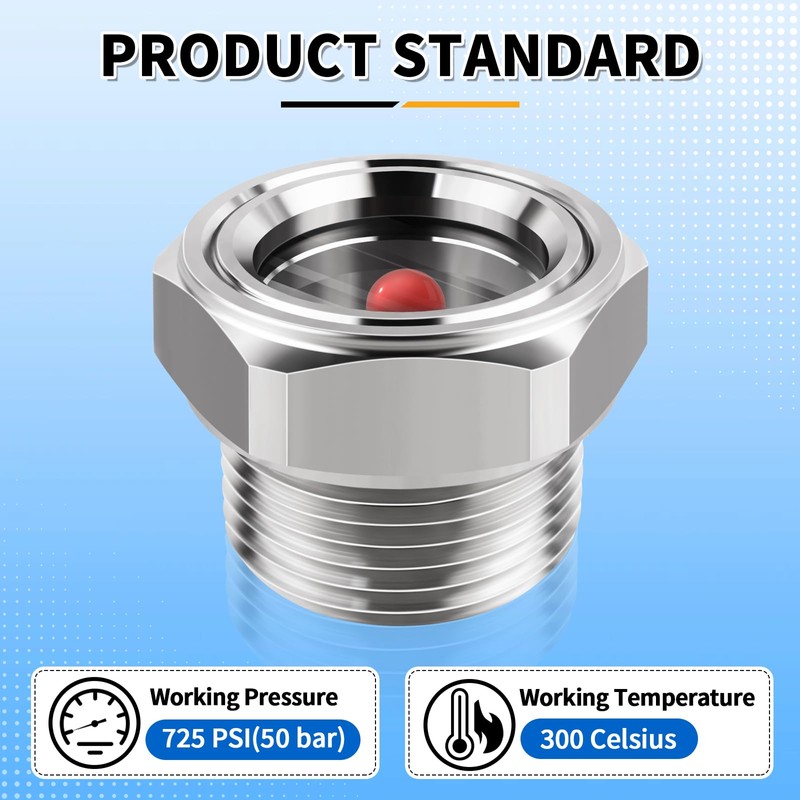 1.5" NPT Sight Glass for Air Compressor with Red Monitor