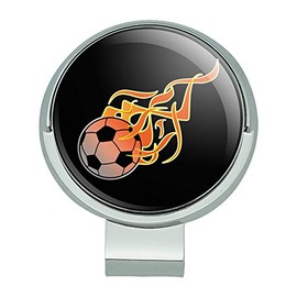 GRAPHICS & MORE Soccer Ball Football Cartoon Flames Golf Hat Clip with Magnetic Ball Marker