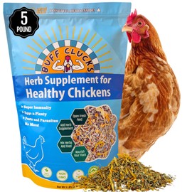 Buff Clucks Herb Supplement for Backyard Chickens - Natural Chicken Treats, Poultry Feed Botanical Mix, Plant-Based Coop Snacks for Daily Wellness, Feather Quality, Egg Production, USA (5 LB)