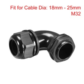 uxcell M32 Cable Gland, 90 Degree Waterproof IP68 Nylon Joint Adjustable Locknut for 18mm-25mm Dia Cable Wire