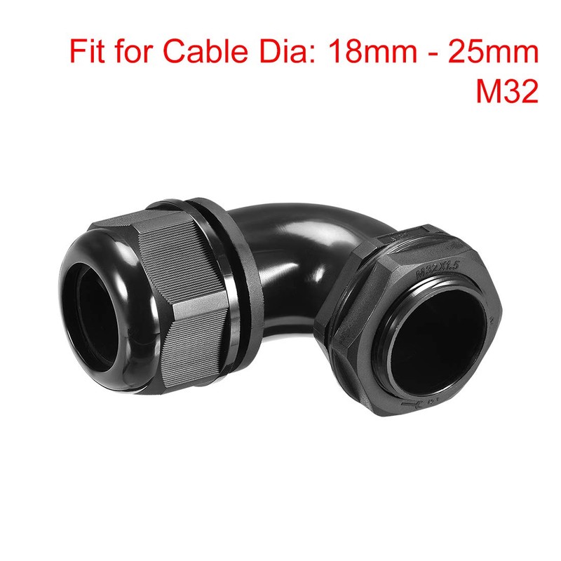uxcell M32 Cable Gland, 90 Degree Waterproof IP68 Nylon Joint