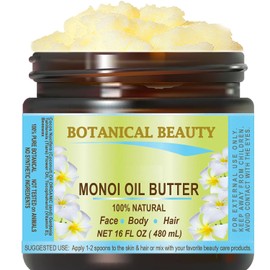 Botanical Beauty MONOI OIL BUTTER Pure Natural Virgin Unrefined RAW 16 Fl. Oz.- 480 ml for FACE, SKIN, BODY, DAMAGED HAIR, NAILS