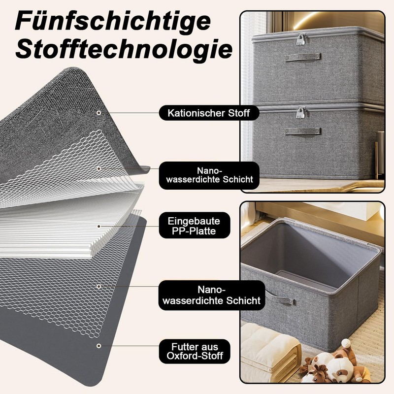 Lockable Box, Foldable Storage Box with Lid, Foldable Organiser Box,