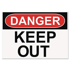 Headline Sign OSHA Safety Signs, DANGER KEEP OUT, White/Red/Black, 10 x 14 by U. S. Stamp & Sign