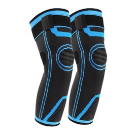 yeloumiss Knee Support Long Knee Support Men Women 1 Pair Knee Pads with Elastic Bands for Sports, Running, Basketball, Arthritis, Joint Pain (S, Blue)