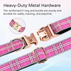 ILFindYou Reflective Plaid Dog Collar for Large Dogs, Rose Red-L