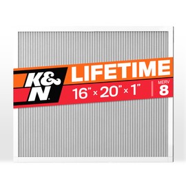 K&N 16X20X1 HVAC Furnace Air Filter, Lasts a Lifetime, Washable, Merv 8, the Last HVAC Filter You Will Ever Buy, Breathe Safely at Home or in the Office, HVC-8-11620
