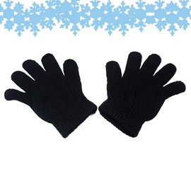 MJ Stuff 1 Pair Magic Stretch Gloves - Unisex Knit Winter Gloves, Full Finger, Black - Warm, Boys and Girls Daily Winter Wear
