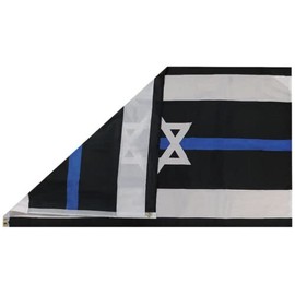 3X5 Israel Israeli Thin Blue Line Police Memorial 100D Woven Poly Nylon Flag
