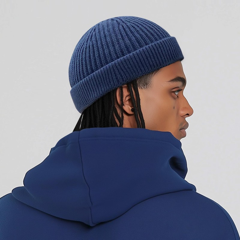 Clape Short Beanie Hat Rolled Cuffed Knit Hat Cap Commando