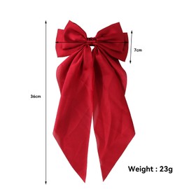 Big French Red Bow Hairpins, French Ribbon Bowknot Hairpins, Soft Silky Satin Red Hair Bow for Women, Aesthetic Hairclips Metal Bowknot Clips, for Women Girls Hair Fastener Accessories