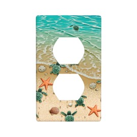 Bimrahy Beach Turtle 2 Gang Single Duplex Wall Plate Electrical Outlet Covers Standard Size 2.76 X 4.5 Durable for Multiple Locations (wlpt01)
