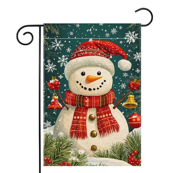 Winter Snowman Snowflake Garden Flag 12x18 Inch Double Sided Christmas