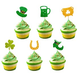 Decoración para cupcakes del día de San Patricio, diseño de trébol del día de San Patricio, zapatos de elfo de trébol, sombreros de duende, adornos para cupcakes, decoración de cupcakes con temática irlandesa de la suerte, palillos de dientes, palillos d