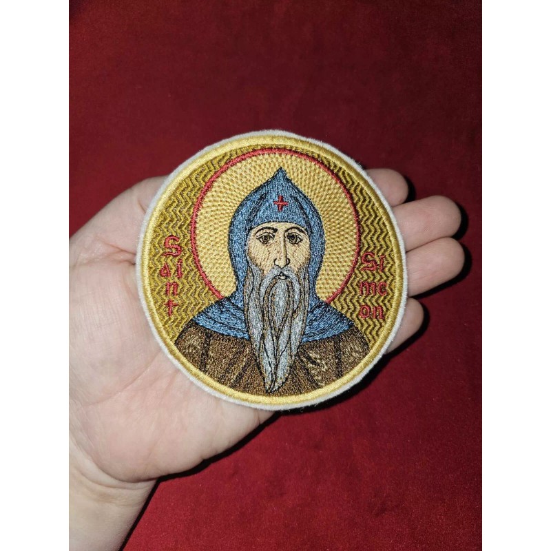 4 Inch Round Saint Simeon Stylites Orthodox Embroidered Pocket Icon