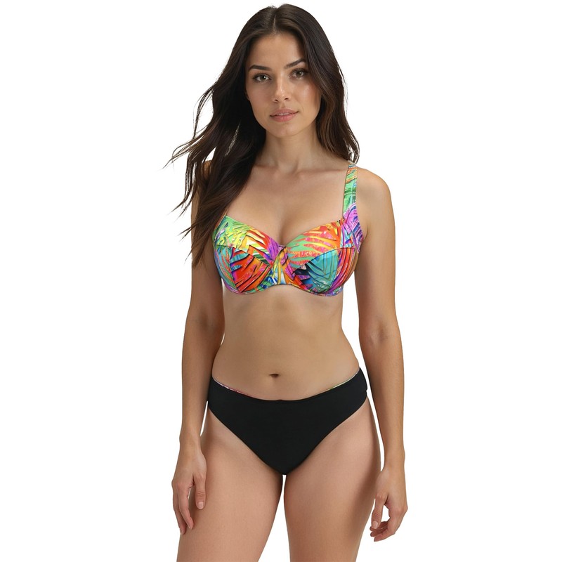 VIVISENCE Bikini Top Padded with Underwire Click Closure Tropical Pattern