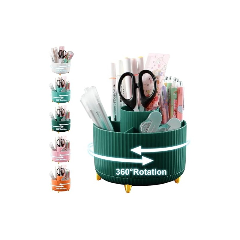 Cayxenful 360° Rotating Desk Organizer with 5 Compartments
