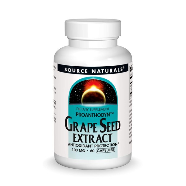 Source Naturals Grape Seed Extract, Proanthodyn 100 mg Antioxidant Protection & Supports Healthy Aging Brain - 60 Capsules