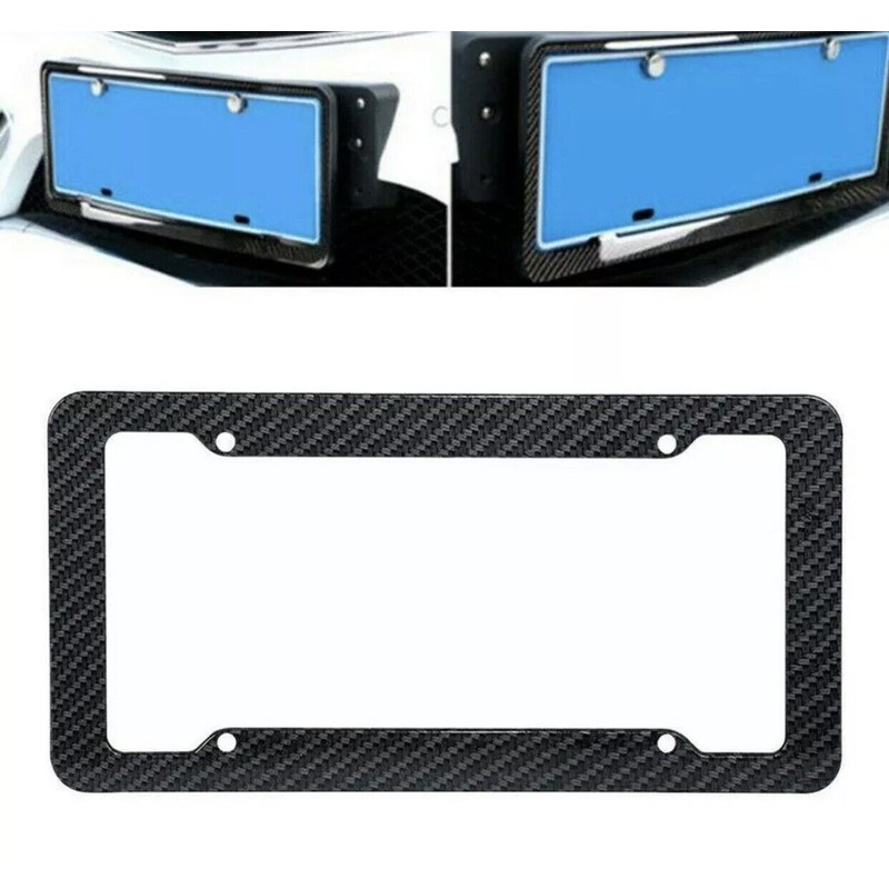 BLVD Black Car Carbon Fiber License Plate Frame Cover Front