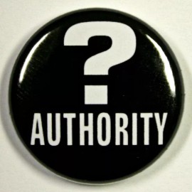 QUESTION AUTHORITY - Novelty Fun Button Pinback Badge 1"