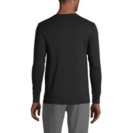 Lands' End Mens Rib Knit Sleep Henley Black Regular XX-Large