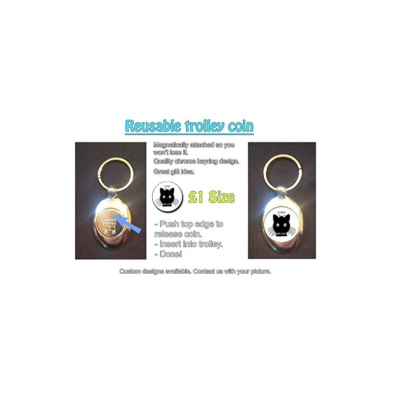 I Love My Cat - Shopping Trolley Keyring - Token