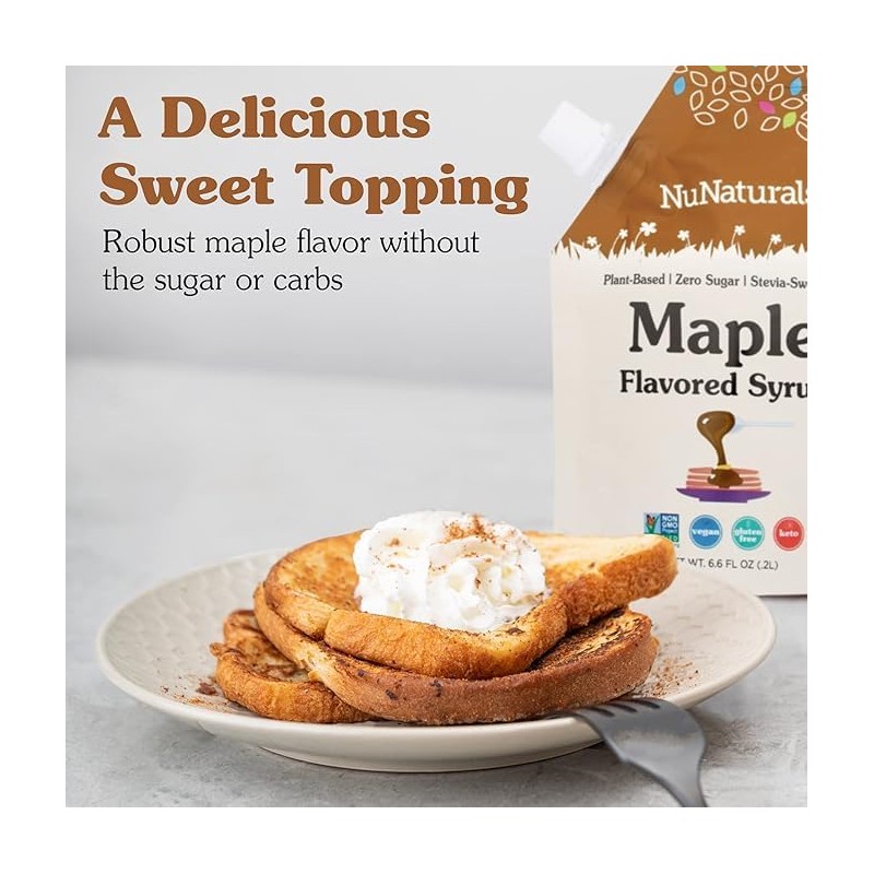 NuNaturals Pourable Maple, Caramel, Chocolate Stevia Syrup, Sugar-Free Syrup 6.6oz