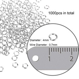 WUBOECE 1000PCS 4mm Open Jump Rings Metal Jump Ring for Choker Necklaces Bracelet Jewelry DIY Making Findings, Silver