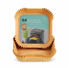 G4GADGET Air Fryer Liners Square 20 x 20cm, 40 Pack - Disposable, Non-Stick, Greaseproof, Parchment Paper