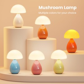VanBoLon Mushroom Lamp Table Lamp, Mini Modern Lamp Bedside Nightstand Light Desk Cute Small Light Dimmable for Bedroom, Living Room, Ceramic Base Glass Led Home Decor for Woman Children Gifts