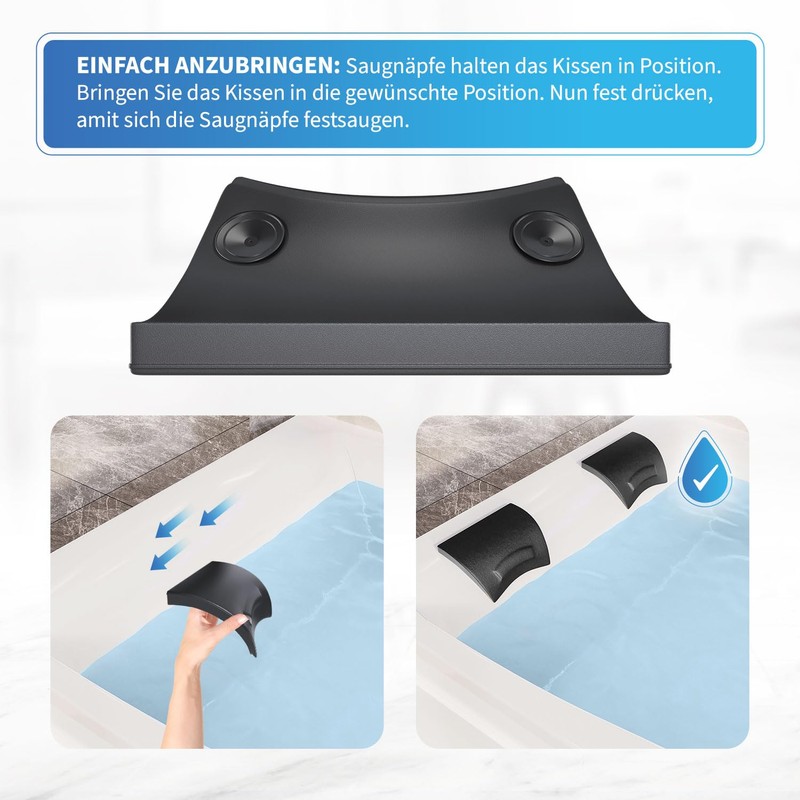 AQUADE Neck Pillow for Bathtub Black – Pillow for Bathtub