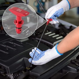 X AUTOHAUX Car Oil Level Gauge Pull Handle 4.5mm Aluminum Alloy Fits Ford Mustang Fit GT V8 GT500 1999-2011 Red