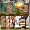 Large Owl House with Wood Shavings- Durable Carbonized Pine Wood